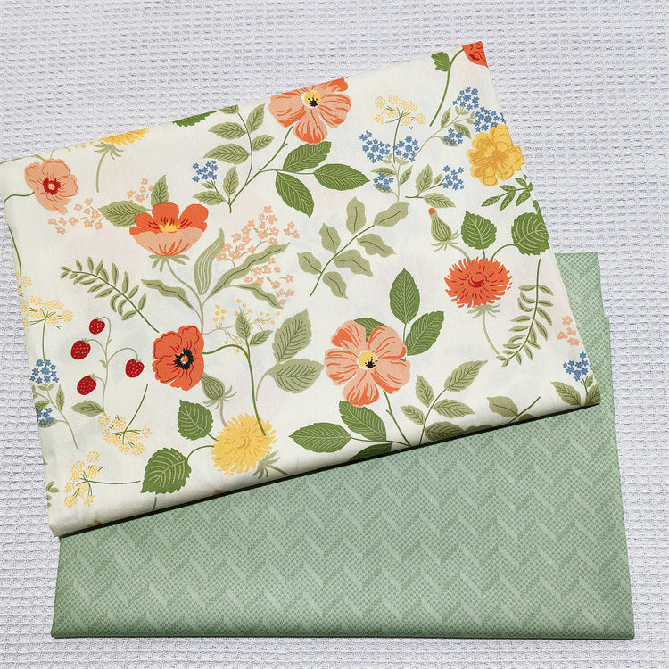 Floral Red Flowers Cotton Twill Fabric Cotton Bedding Dress Fabric